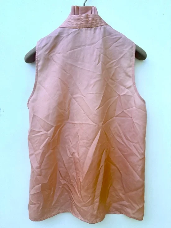 J. Crew 100% Silk Sleeveless Ruffle Front Blouse - Peach Pink, 6 - Picture 6 of 9